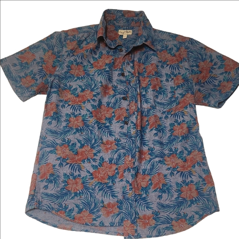 Chip & Pepper Blue and Red Casual Button Down Shirt, Small